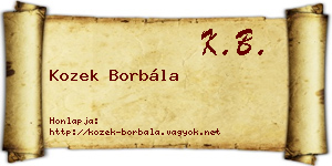 Kozek Borbála névjegykártya